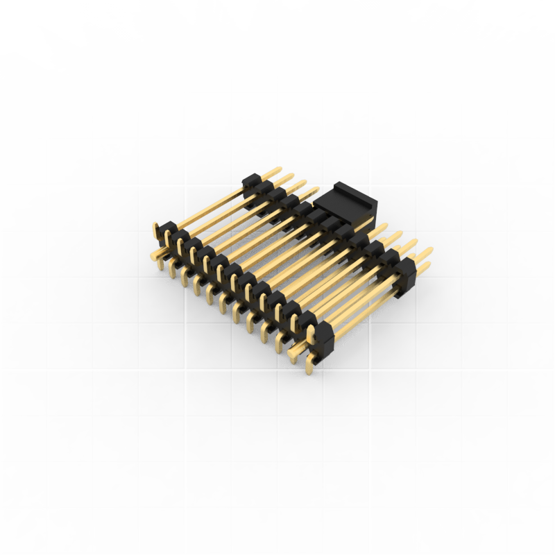2.00mm间距排针，双塑双排SMT贴片，带PCB定位柱