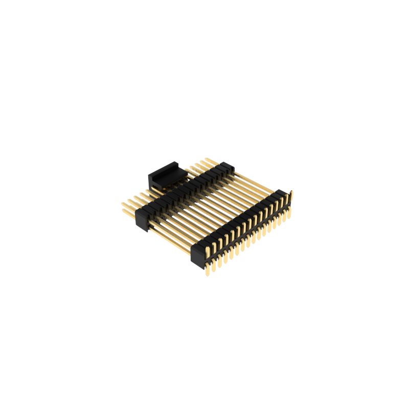 1.27mm间距排针，双排双塑SMT安装焊接工艺
